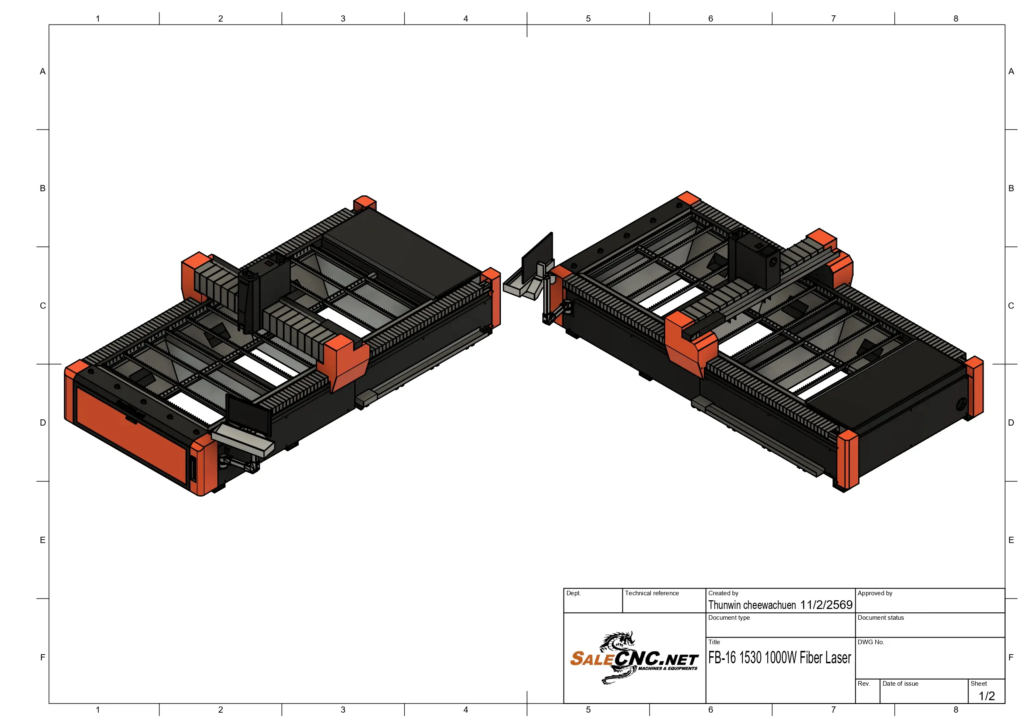 FB-16-1530 CNC Fiber Laser - 1000W Cutting System 14 Machine Dimensions Diagram 1