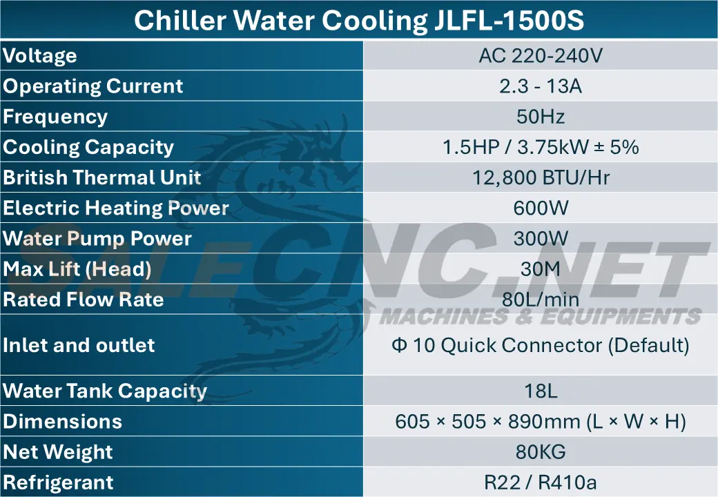 Chiller Water Cooling เครื่องชิลเลอร์ เครื่องทำความเย็น JLFL-1500S 15 JL JLFL 1500S 1