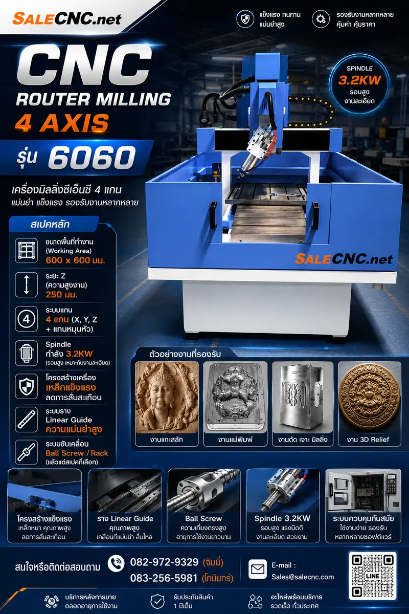 CNC Router Milling 4 Axis รุ่น 6060 ขนาด 600x600mm 4 8dc8b1a7 18b5 41e0 8627 8e39caa7cebf