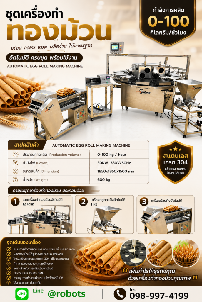 Automatic Egg Roll Making Machine เครื่องทำทองม้วน ระบบอัตโนมัติ 12 หัวคู่ 24 ChatGPT Image 21 พ.ค. 2569 11 08 19
