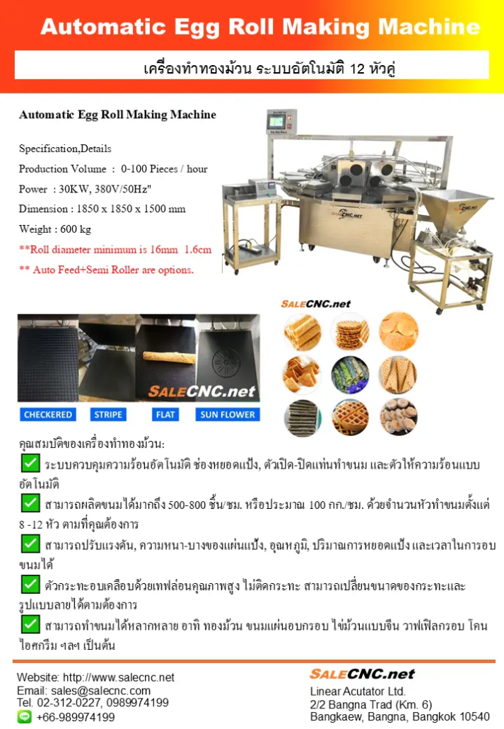 Automatic Egg Roll Making Machine เครื่องทำทองม้วน ระบบอัตโนมัติ 12 หัวคู่ 25 สไลด์1