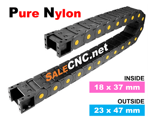 รางกระดูกงูร้อยสายไฟ Cable Drag Chain ไนลอนบริสุทธิ์ เกรด A ทนทานกว่า (Pure Nylon) แบบมีตัวปิด ขนาด 18×37 mm 1 รางกระดูกงูร้อยสายไฟ Cable Drag Chain ไนลอนบริสุทธิ์ เกรด A ทนทานกว่า (Pure Nylon) แบบมีตัวปิด ขนาด 18×37 mm