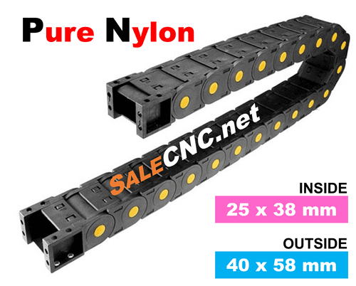 รางกระดูกงูร้อยสายไฟ Cable Drag Chain ไนลอนบริสุทธิ์ เกรด A ทนทานกว่า (Pure Nylon) แบบมีตัวปิด ขนาด 25×38 mm 1 รางกระดูกงูร้อยสายไฟ Cable Drag Chain ไนลอนบริสุทธิ์ เกรด A ทนทานกว่า (Pure Nylon) แบบมีตัวปิด ขนาด 25×38 mm