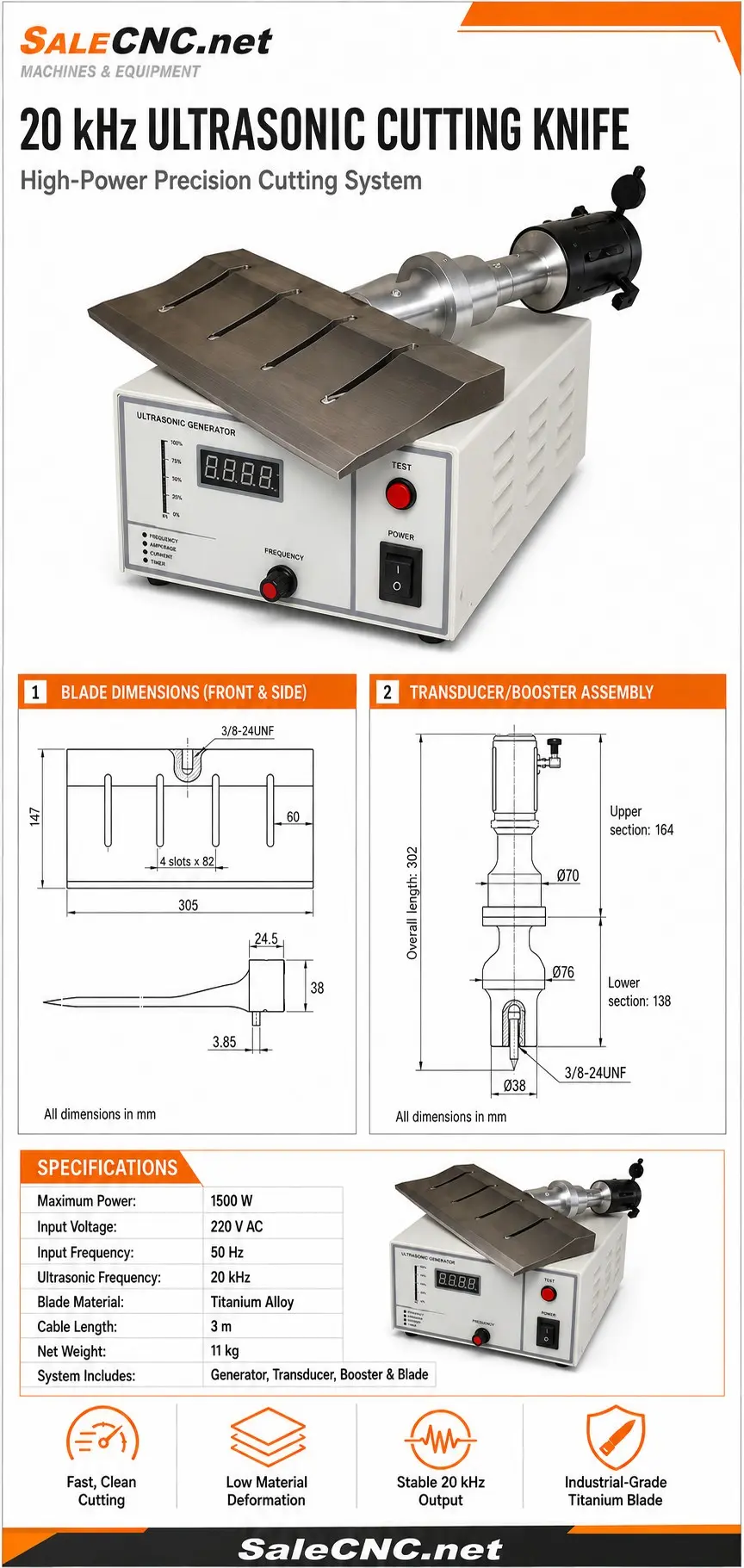 Ultrasonic Cutter เครื่องตัดอัลตราโซนิค ด้วยความถี่สูง ใบมีดขนาด 305 mm 3 Ultrasonic