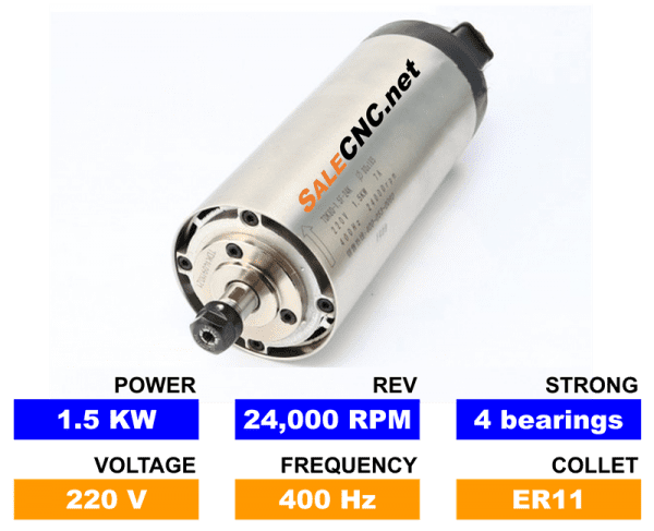 High Speed Spindle 1.5KW 24,000rpm Air,strong 4 bearings, ER11