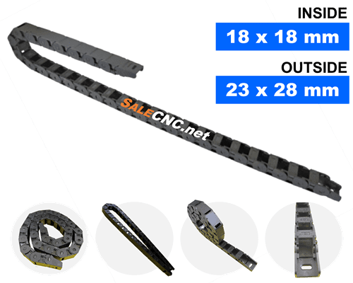 กระดูกงูร้อยสายไฟ Cable Drag Chain แบบมีตัวปิด ขนาด 18×18 mm R38 1 กระดูกงูร้อยสายไฟ Cable Drag Chain แบบมีตัวปิด ขนาด 18×18 mm R38