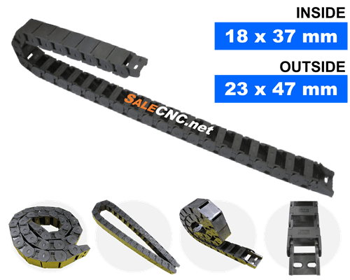 กระดูกงูร้อยสายไฟ Cable Drag Chain แบบมีตัวปิด ขนาด 18×37 mm R38 1 กระดูกงูร้อยสายไฟ Cable Drag Chain แบบมีตัวปิด ขนาด 18×37 mm R38