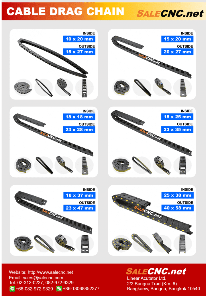 กระดูกงูร้อยสายไฟ Cable Drag Chain แบบมีตัวปิด ขนาด 35×100 mm R75 17 drag catalog 1