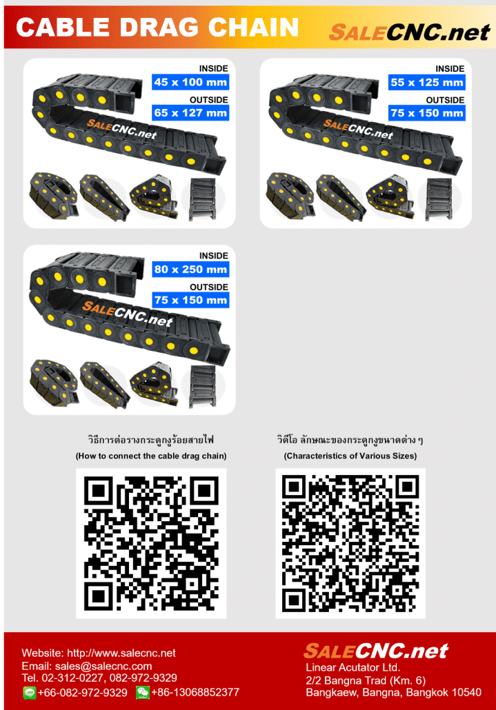 กระดูกงูร้อยสายไฟ Cable Drag Chain แบบมีตัวปิด ขนาด 35×100 mm R75 19 drag catalog 3
