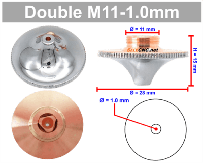 Laser Nozzle Curved head หัวโค้ง M11-1.0mm (Double)