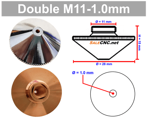 Laser Nozzle M11-1.0mm (Double) หัวตัดไฟเบอร์เลเซอร์ 1 Laser Nozzle M11-1.0mm (Double) หัวตัดไฟเบอร์เลเซอร์