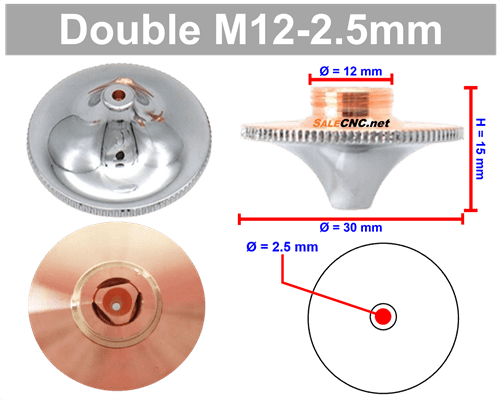 Laser Nozzle Curved head หัวโค้ง M12-2.5mm (Double) 1 Laser Nozzle Curved head หัวโค้ง M12-2.5mm (Double)