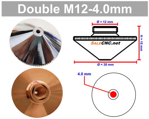 Laser Nozzle M12-4.0mm (Double) หัวตัดไฟเบอร์เลเซอร์ 1 Laser Nozzle M12-4.0mm (Double) หัวตัดไฟเบอร์เลเซอร์