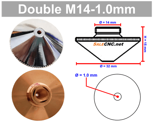 Laser Nozzle M14-1.0mm (Double) หัวตัดไฟเบอร์เลเซอร์ 1 Laser Nozzle M14-1.0mm (Double) หัวตัดไฟเบอร์เลเซอร์