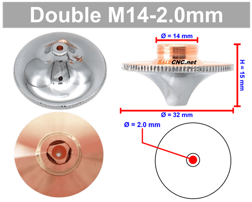 Laser Nozzle Curved head หัวโค้ง M14-2.0mm (Double) 1 Laser Nozzle Curved head หัวโค้ง M14-2.0mm (Double)