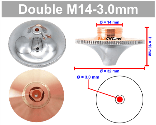 Laser Nozzle Curved head หัวโค้ง M14-3.0mm (Double) 1 Laser Nozzle Curved head หัวโค้ง M14-3.0mm (Double)