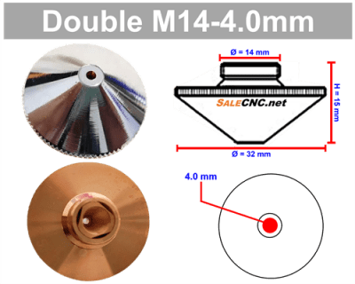 Laser Nozzle M14-4.0mm (Double) หัวตัดไฟเบอร์เลเซอร์