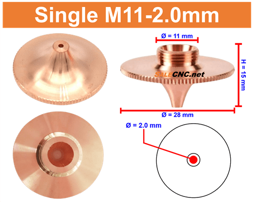 Laser Nozzle Curved head หัวโค้ง M11-2.0mm (Single) 1 Laser Nozzle Curved head หัวโค้ง M11-2.0mm (Single)