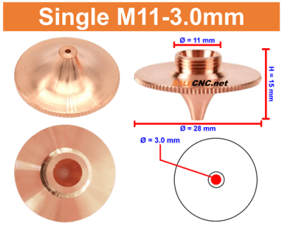 Laser Nozzle Curved head หัวโค้ง M11-3.0mm (Single)