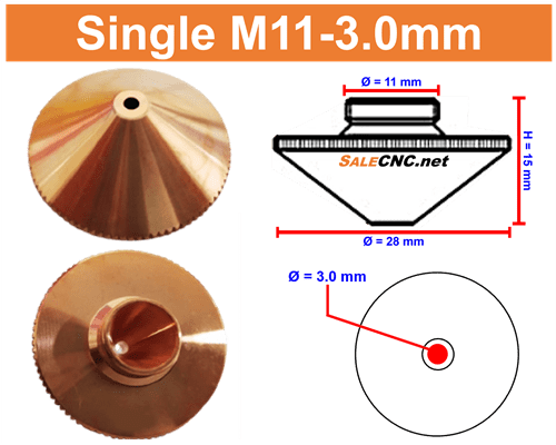 Laser Nozzle M11-3.0mm (Single) หัวตัดไฟเบอร์เลเซอร์ 1 Laser Nozzle M11-3.0mm (Single) หัวตัดไฟเบอร์เลเซอร์