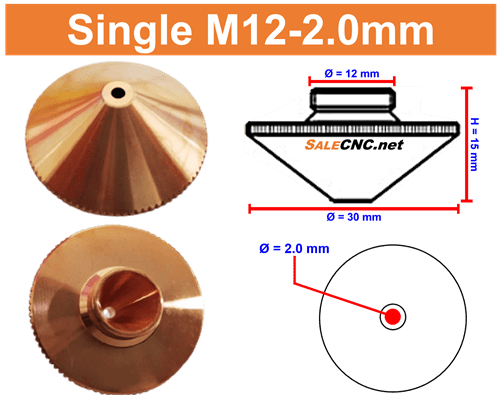 Laser Nozzle M12-2.0mm (Single) หัวตัดไฟเบอร์เลเซอร์ 1 Laser Nozzle M12-2.0mm (Single) หัวตัดไฟเบอร์เลเซอร์