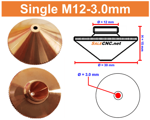 Laser Nozzle M12-3.0mm (Single) หัวตัดไฟเบอร์เลเซอร์ 1 Laser Nozzle M12-3.0mm (Single) หัวตัดไฟเบอร์เลเซอร์