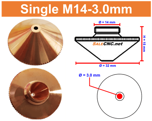 Laser Nozzle M14-3.0mm (Single) หัวตัดไฟเบอร์เลเซอร์ 1 Laser Nozzle M14-3.0mm (Single) หัวตัดไฟเบอร์เลเซอร์
