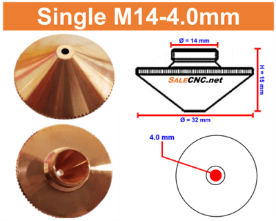Laser Nozzle M14-4.0mm (Single) หัวตัดไฟเบอร์เลเซอร์