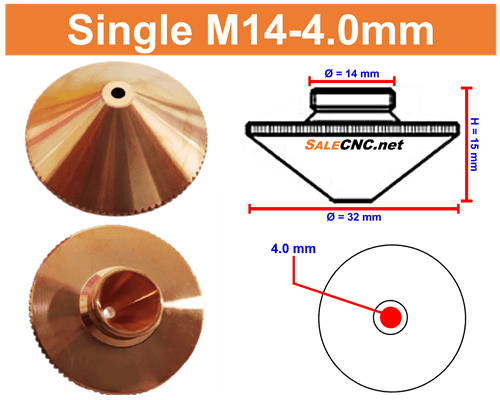 Laser Nozzle M14-4.0mm (Single) หัวตัดไฟเบอร์เลเซอร์ 1 Laser Nozzle M14-4.0mm (Single) หัวตัดไฟเบอร์เลเซอร์