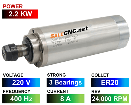 Water Spindle 2.2KW/220V LA-2200-220V-3B-ER20-SKF 1 Water Spindle 2.2KW/220V LA-2200-220V-3B-ER20-SKF