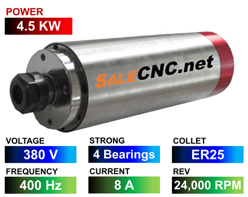 Water Spindle 4.5KW/380V LA-4500-380V-4B-ER25 1 Water Spindle 4.5KW/380V LA-4500-380V-4B-ER25