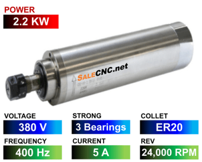 Spindle Motor&Drive 32 Water Spindle 2.2KW/380V LA-2200-380V-3B-ER20-SKF