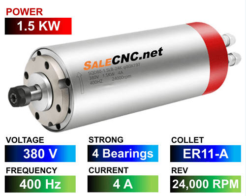 Water Spindle 1.5KW/380V LA-1500-380V-4B-ER11A 1 Water Spindle 1.5KW/380V LA-1500-380V-4B-ER11A