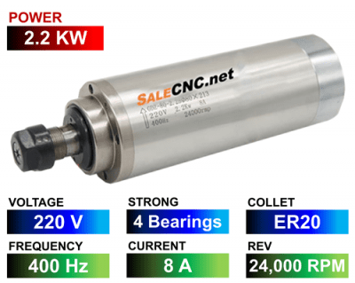 Spindle Motor&Drive 33 Water Spindle 2.2KW/220V LA-2200-220V-4B-ER20-SKF