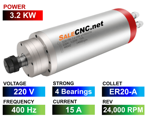 Water Spindle 3.2KW/220V LA-3200-220V-4B-ER20A 1 Water Spindle 3.2KW/220V LA-3200-220V-4B-ER20A