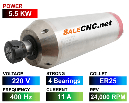 Water Spindle 5.5KW/220V LA-5500-220V-4B-ER25 1 Water Spindle 5.5KW/220V LA-5500-220V-4B-ER25