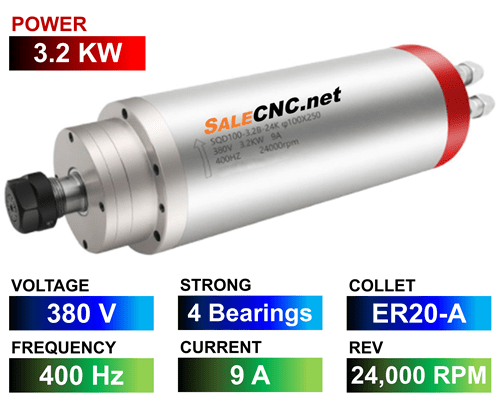 Water Spindle 3.2KW/380V LA-3200-380V-4B-ER20A 1 Water Spindle 3.2KW/380V LA-3200-380V-4B-ER20A