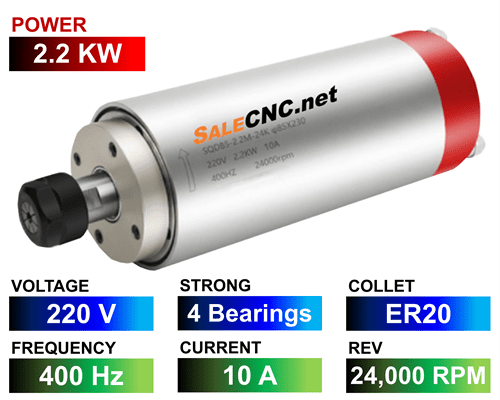 Water Spindle 2.2KW/220V LA-2200-220V-4B-ER20 1 Water Spindle 2.2KW/220V LA-2200-220V-4B-ER20
