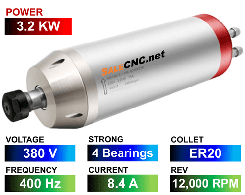Water Spindle 3.2KW/380V LA-3200-380V-4B-ER20-AL 1 Water Spindle 3.2KW/380V LA-3200-380V-4B-ER20-AL