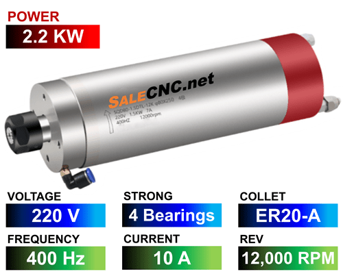 Water Spindle 2.2KW/220V LA-2200-220V-4B-ER20A-AL 1 Water Spindle 2.2KW/220V LA-2200-220V-4B-ER20A-AL