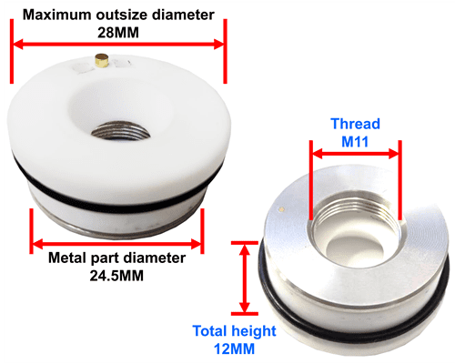 Ceramic Ring for CNC Laser CO2 + Fiber D28/24.5mm M11 1 Ceramic Ring for CNC Laser CO2 + Fiber D28/24.5mm M11