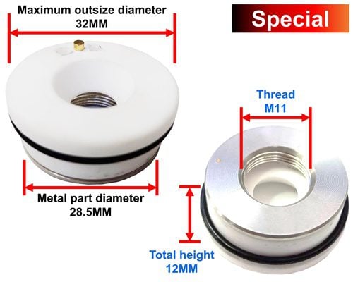 Ceramic Ring for CNC Laser CO2 + Fiber D32/28.5mm M11 1 Ceramic Ring for CNC Laser CO2 + Fiber D32/28.5mm M11