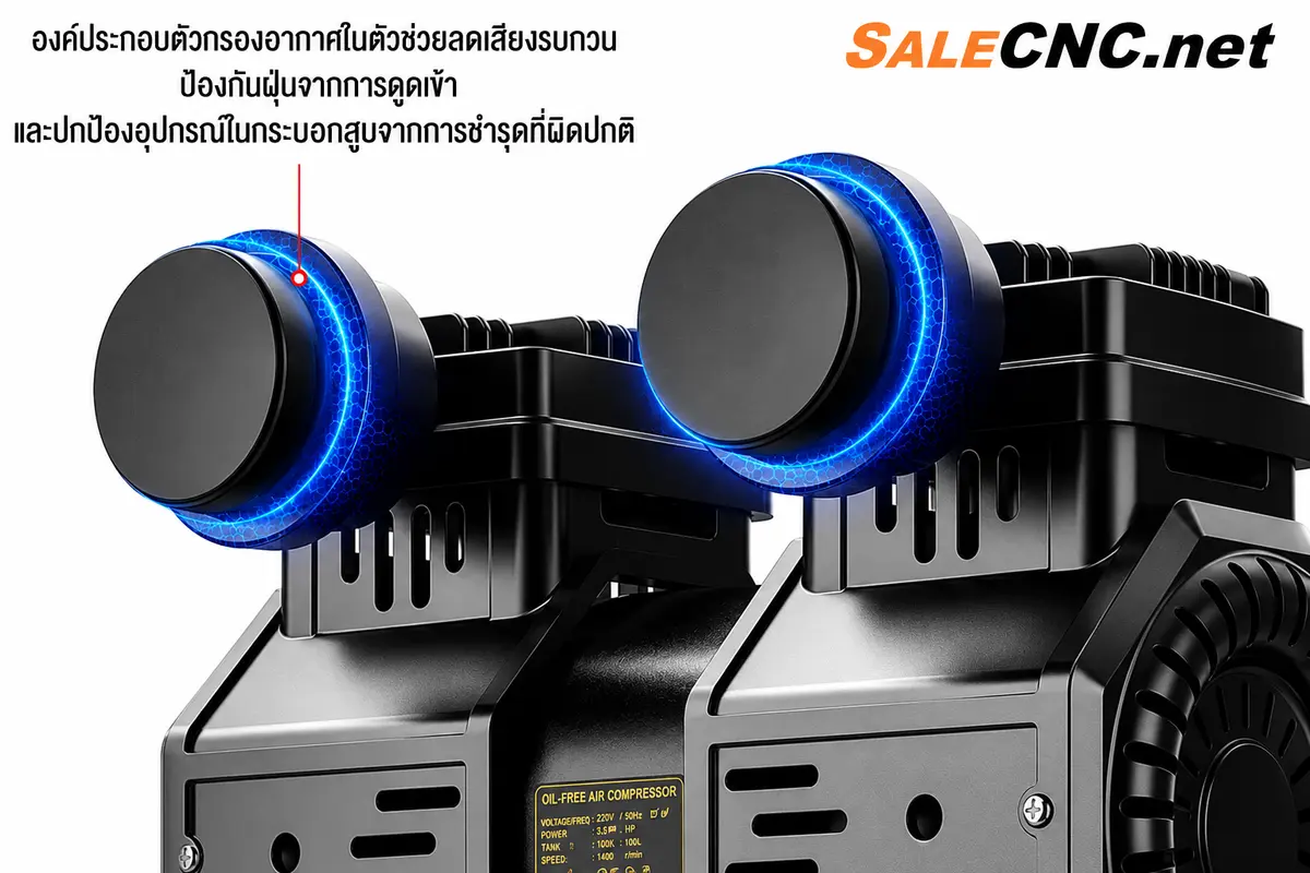 Air Compressor 2200W pump, 50L ปั๊มลมรุ่น 50 ลิตร ไส้ในเป็นทองแดง 6 เครื่องอัดอากาศกรองคู่เรืองแสง PNEUMATIC