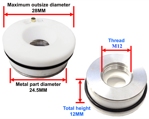 Ceramic Ring for CNC Laser CO2 + Fiber D28/24.5mm M12 1 Ceramic Ring for CNC Laser CO2 + Fiber D28/24.5mm M12