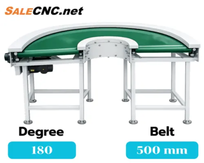 Curved Belt Conveyor System - 500mm Belt Width, 180 Degree Turn