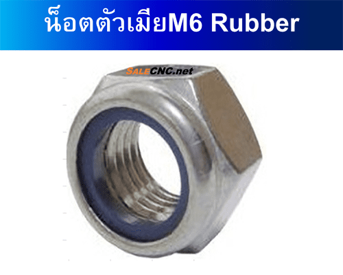น็อตตัวเมีย M6 Rubber 镀白锌尼龙自锁採母 1 น็อตตัวเมีย M6 Rubber 镀白锌尼龙自锁採母