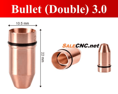 Fiber Laser Cutting Machine Nozzle - Bullet Type (Double Hole, 3.0mm) 1 Bullet Double 3.0