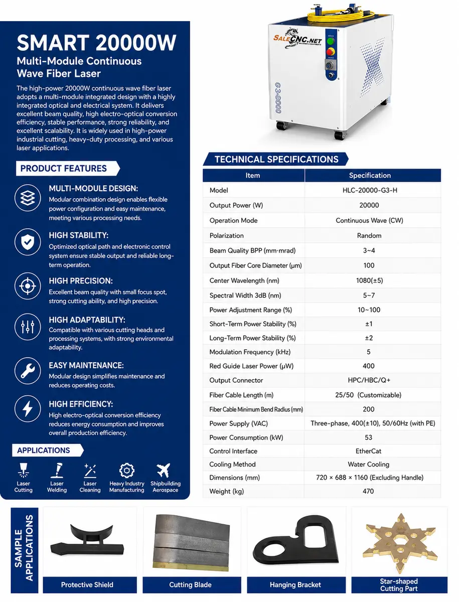 High Power Fiber Laser HPFL-20000-G3 4 20000W 7