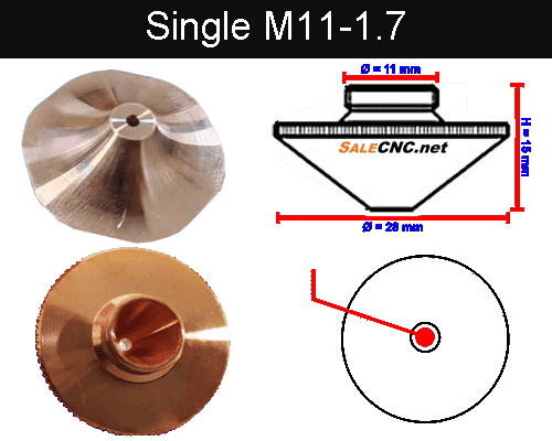 Laser Nozzle M11-1.7mm (Single) Curve + 6 Edge SP model หัวตัดไฟเบอร์เลเซอร์ 1 Laser Nozzle M11-1.7mm (Single) Curve + 6 Edge SP model หัวตัดไฟเบอร์เลเซอร์