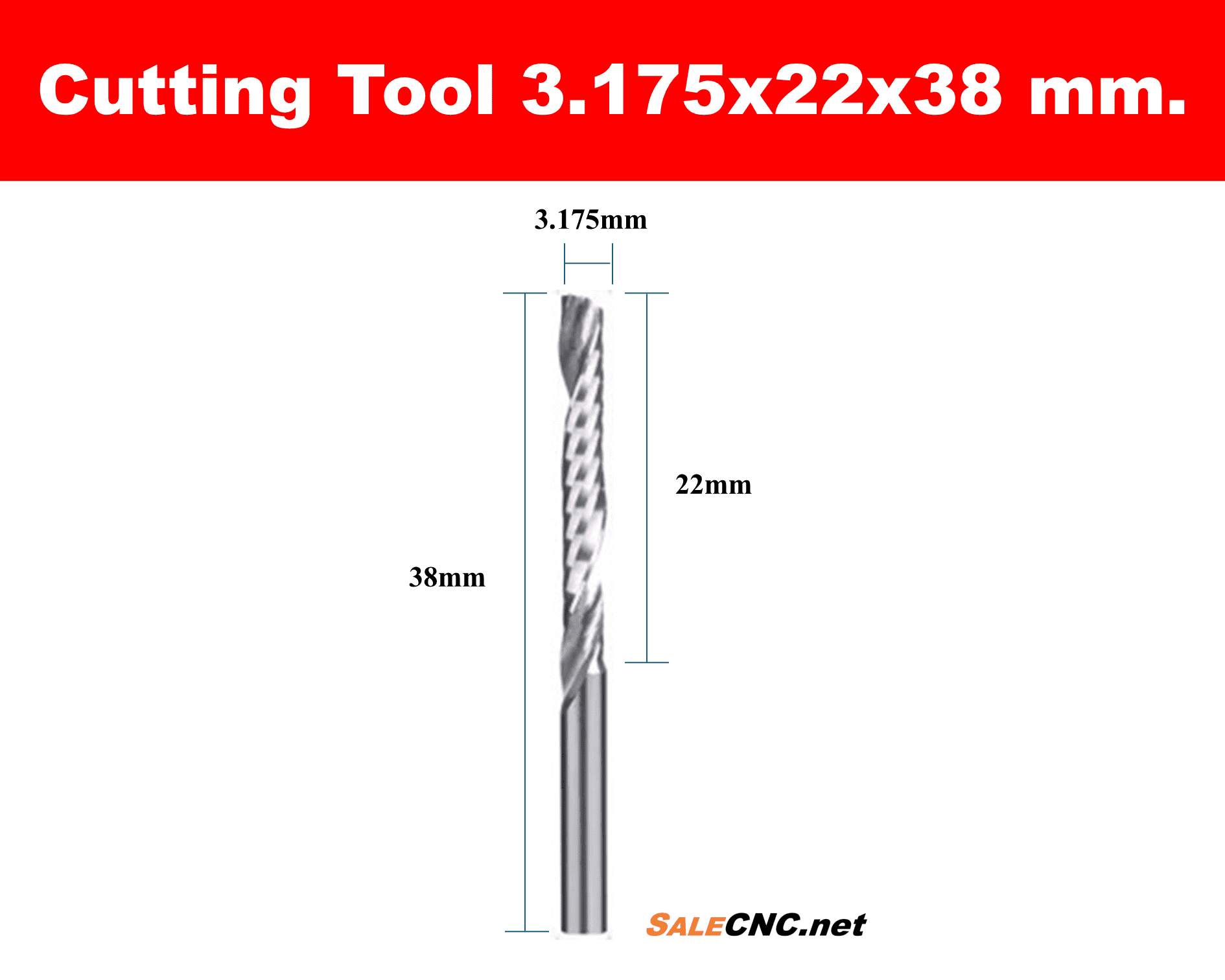 Cutting Tool 3.175x22x38 mm. 1 Cutting Tool 3.175x22x38 mm.